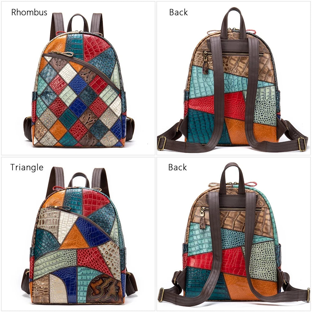 Sac à dos en cuir WETSAL pour femme – Sac à dos de luxe coloré, idéal pour l'école ou les adolescentes