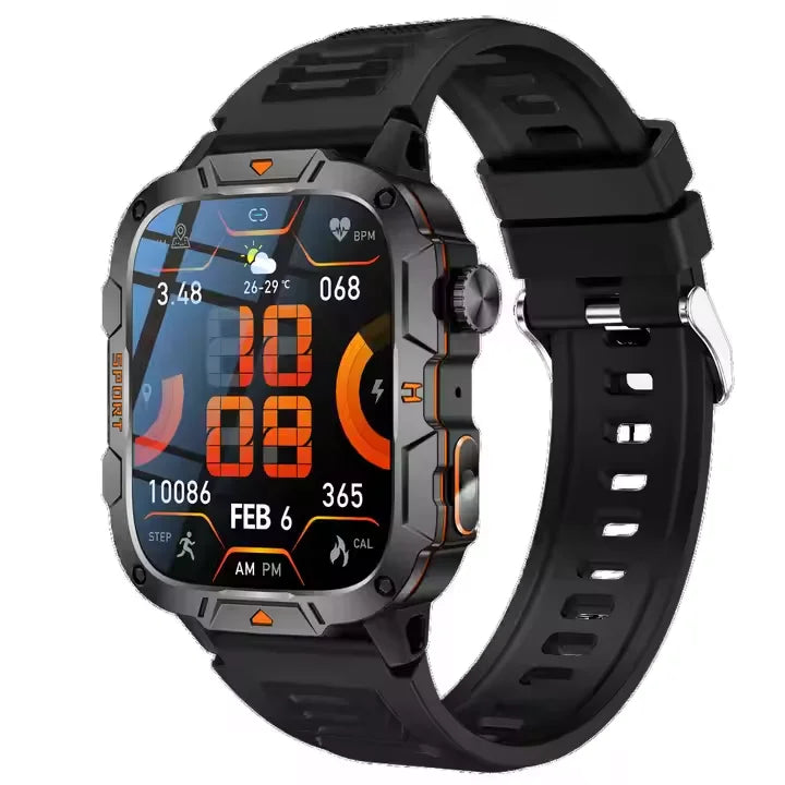 420Mah QX12 1.96" IPS Smartwatches with LED Flashlight Fitness Tracker Heart Rate Monitor Outdoor Sports Smart Watch