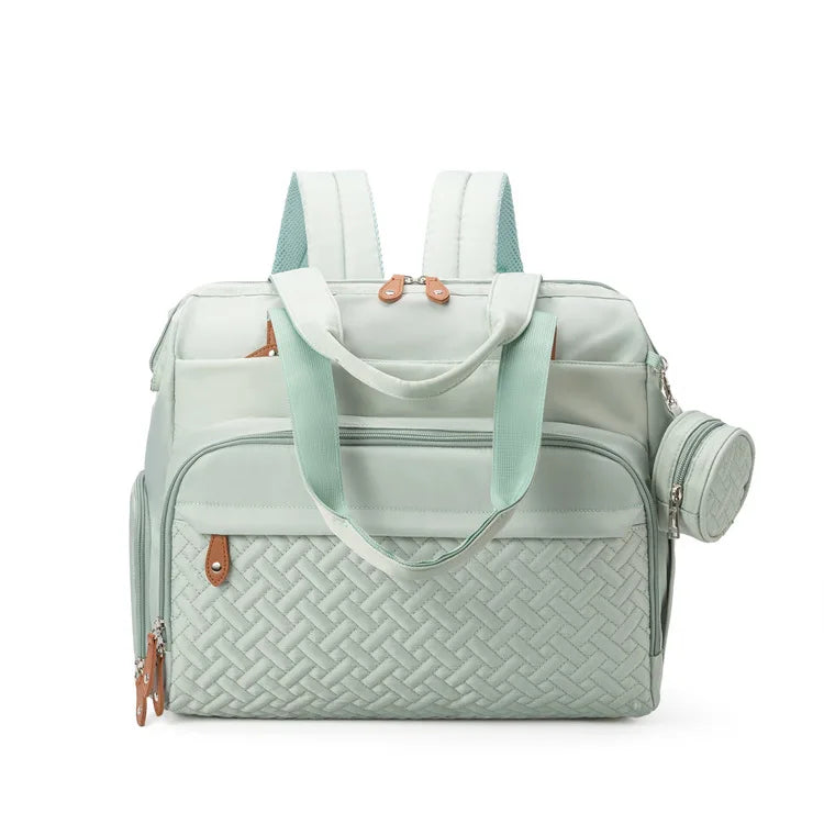 Sac à dos en nylon pour femme – Grand format, imperméable, idéal pour les sorties et les voyages (style sac à langer) – Design avec logos