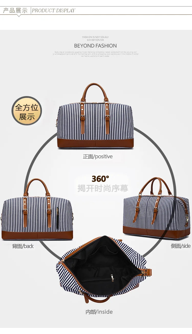 Sac fourre-tout vintage en toile grande capacité, idéal pour les voyages d'affaires et les week-ends, pour hommes et femmes.