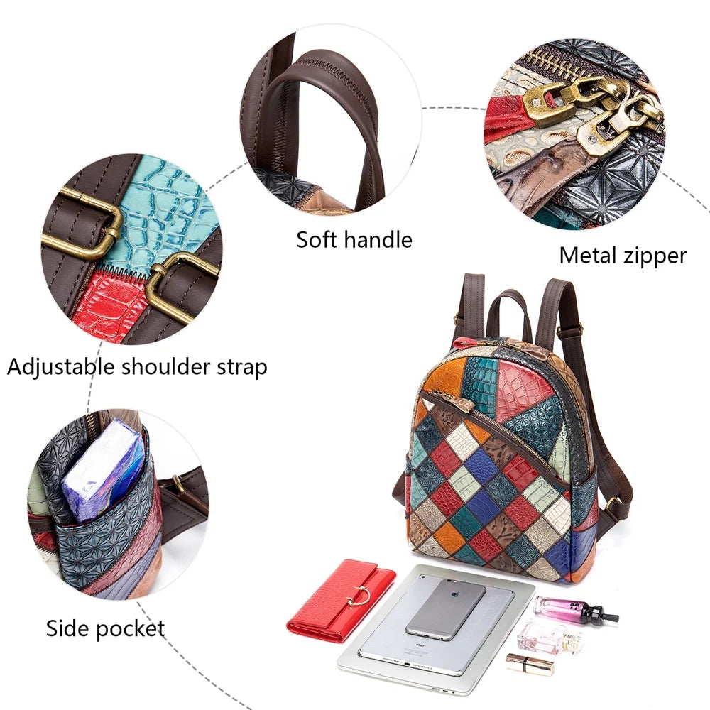 Sac à dos en cuir WETSAL pour femme – Sac à dos de luxe coloré, idéal pour l'école ou les adolescentes