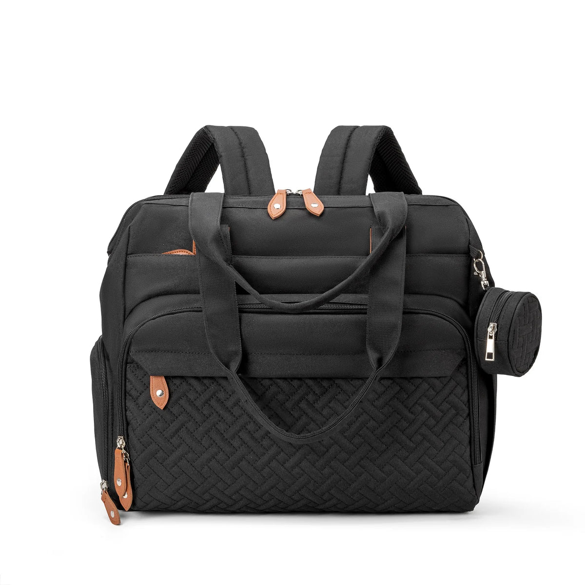 Sac à dos en nylon pour femme – Grand format, imperméable, idéal pour les sorties et les voyages (style sac à langer) – Design avec logos