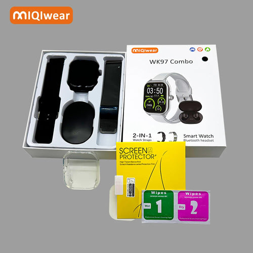 Customized Products WK97 Smart Watch with Earphones 2 in 1 BT Calling Message Reminder Smartwatches with Headphones