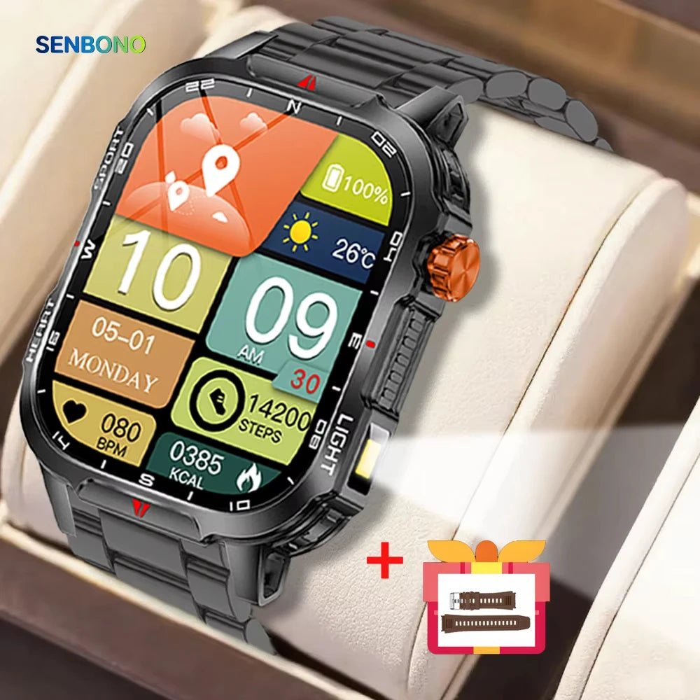 SENBONO 2026 MAX68 Smartwatch Touch Screen 1100mAh Battery IP68 Waterproof Fitness Tracker Compass Multisport Tracking Unisex