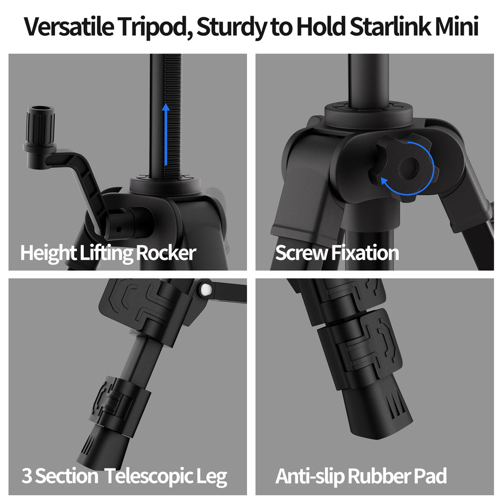2025 Starlink Mini Tripod Mount Adjustable Tilt Satellite Dish Stand Fiberglass Reinforced Portable Kit for RV Camping