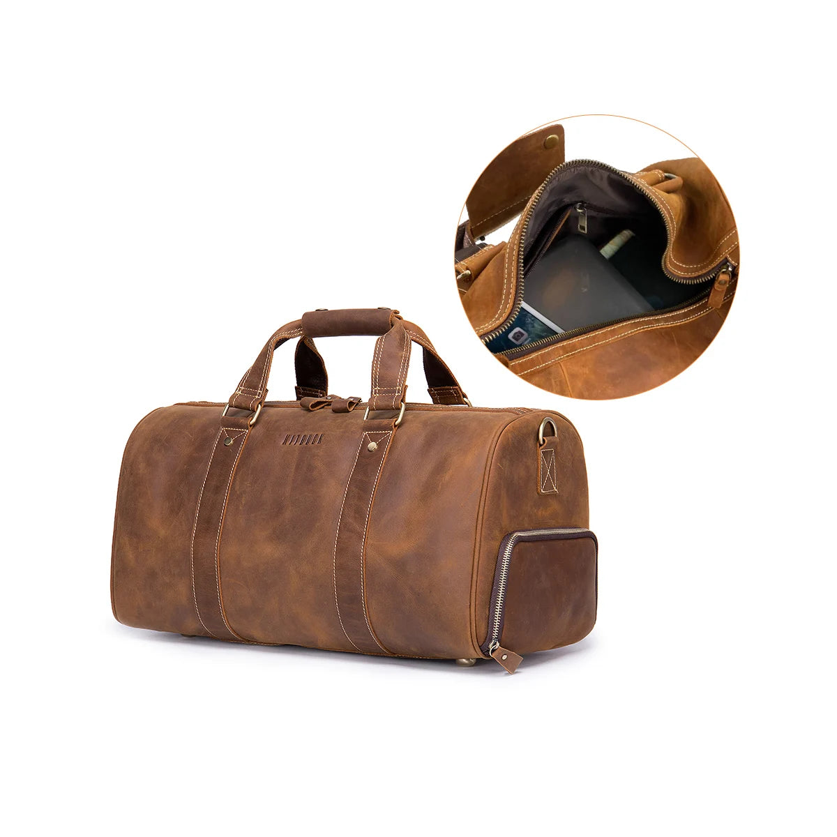Wholesale Designer Duffle Bag Sport Gym Overnight Weekender Duffle Bag With Shoes Compartment Genuine Leather Travel Bag for Men