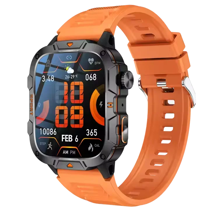 420Mah QX12 1.96" IPS Smartwatches with LED Flashlight Fitness Tracker Heart Rate Monitor Outdoor Sports Smart Watch