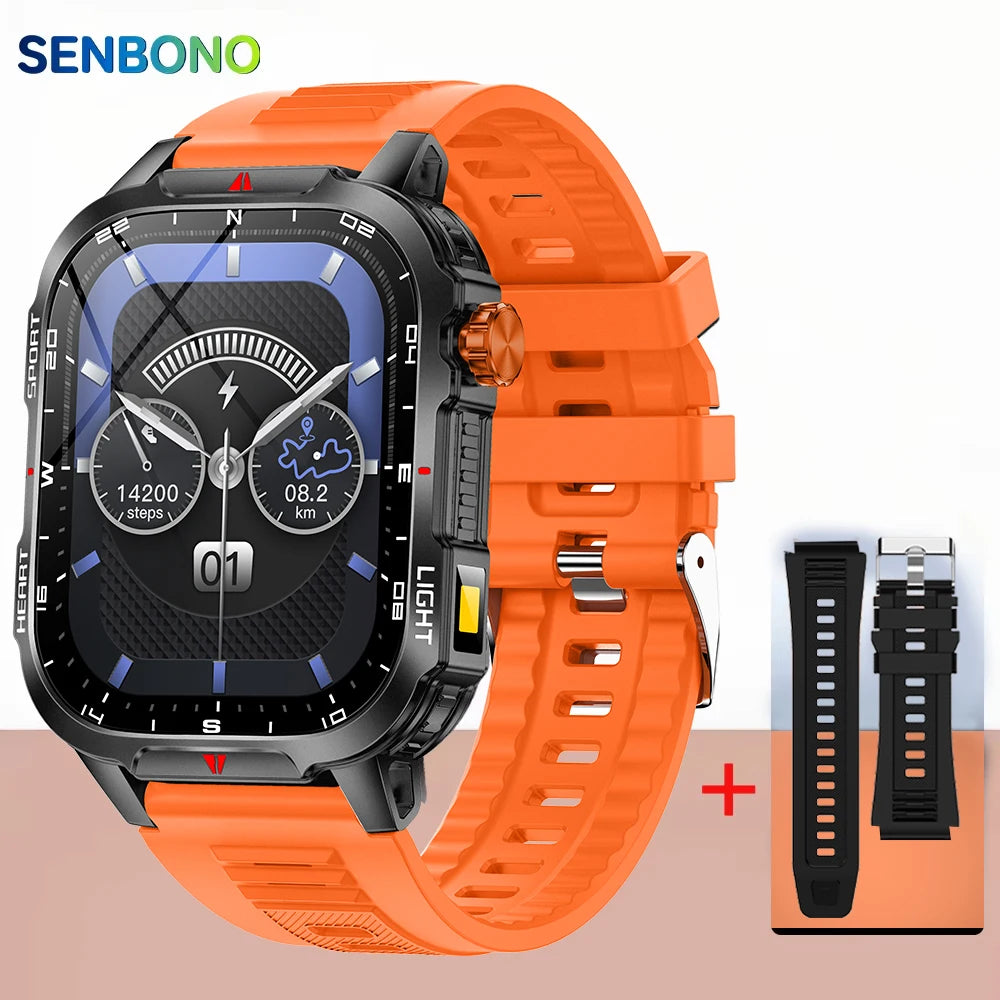 SENBONO 2026 MAX68 Smartwatch Touch Screen 1100mAh Battery IP68 Waterproof Fitness Tracker Compass Multisport Tracking Unisex