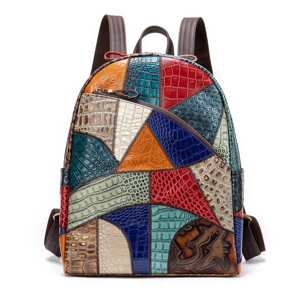 Sac à dos en cuir WETSAL pour femme – Sac à dos de luxe coloré, idéal pour l'école ou les adolescentes