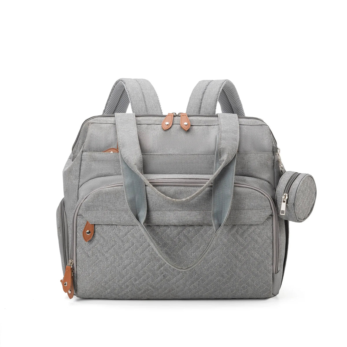 Sac à dos en nylon pour femme – Grand format, imperméable, idéal pour les sorties et les voyages (style sac à langer) – Design avec logos