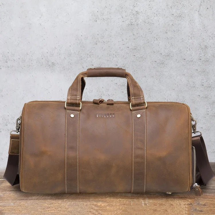 Wholesale Designer Duffle Bag Sport Gym Overnight Weekender Duffle Bag With Shoes Compartment Genuine Leather Travel Bag for Men
