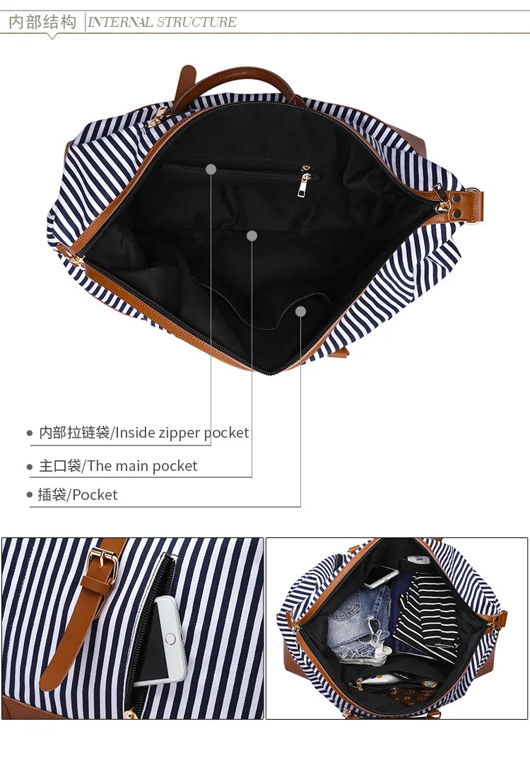 Sac fourre-tout vintage en toile grande capacité, idéal pour les voyages d'affaires et les week-ends, pour hommes et femmes.