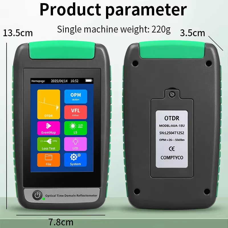 Réflectomètre optique de domaine temporel OTDR AUA-18/180/161A/U, 1310/1550/1610nm, 22/20dB, Test de Fiber optique actif 80KM (en option)