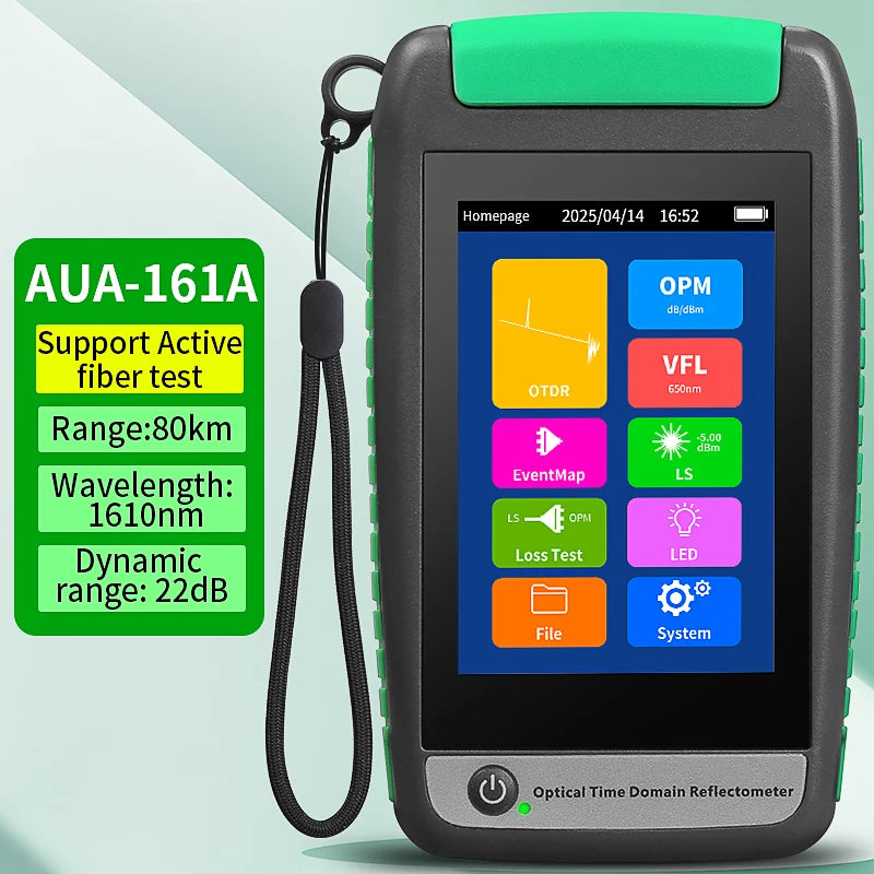 Réflectomètre optique de domaine temporel OTDR AUA-18/180/161A/U, 1310/1550/1610nm, 22/20dB, Test de Fiber optique actif 80KM (en option)