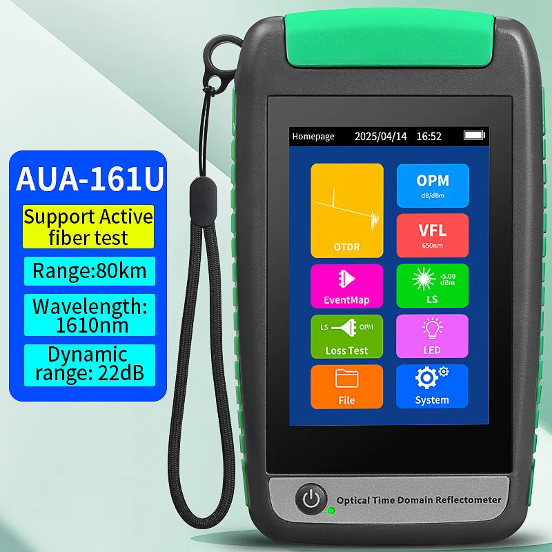 Réflectomètre optique de domaine temporel OTDR AUA-18/180/161A/U, 1310/1550/1610nm, 22/20dB, Test de Fiber optique actif 80KM (en option)
